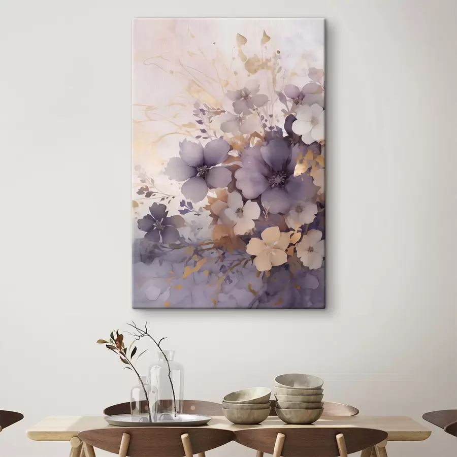 murales de pared Niebla con flores moradas s50298