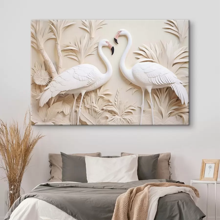 murales de pared Una pareja de flamencos blancos s50303