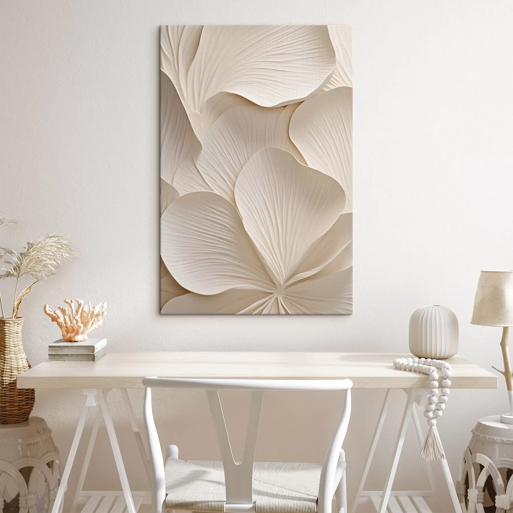murales de pared Pétalos blancos tridimensionales s50305