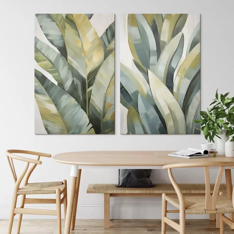 murales de pared Hojas estilizadas, imitación de pintura m30866