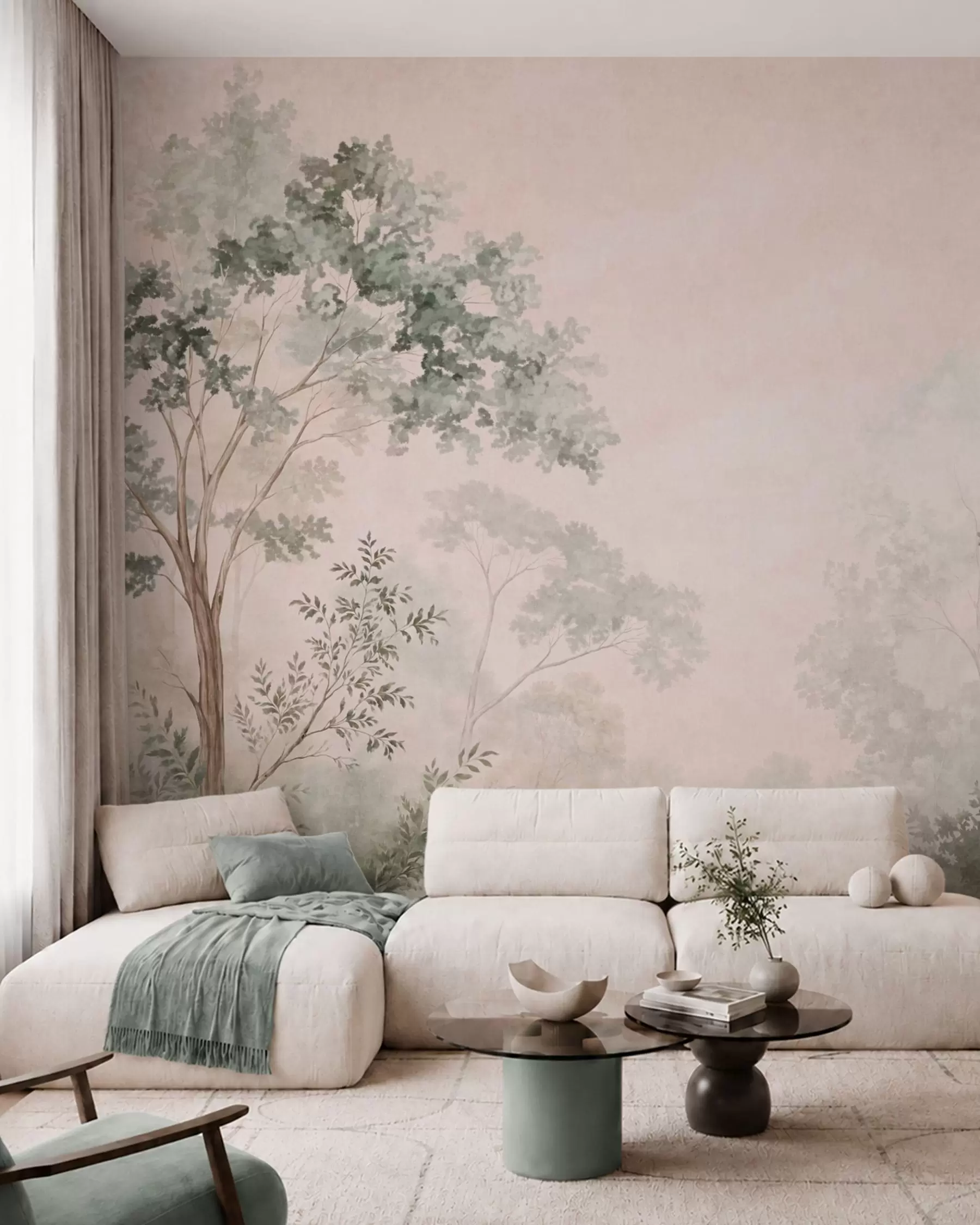 murales de pared Arboleda en rosa empolvado w05856