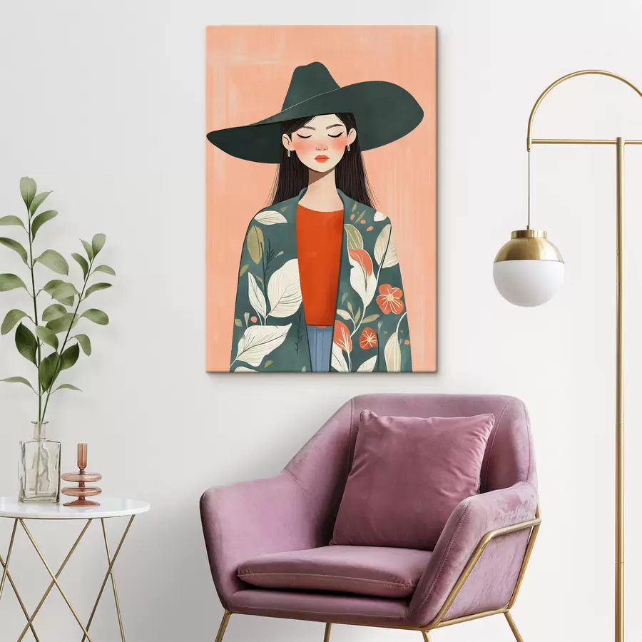 murales de pared Mujer con sombrero s50325