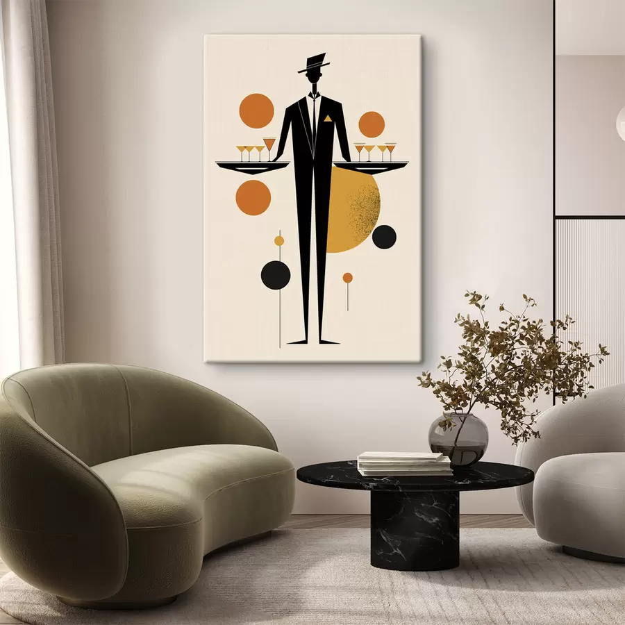 murales de pared Resumen: Camarero con copas de vino s50328