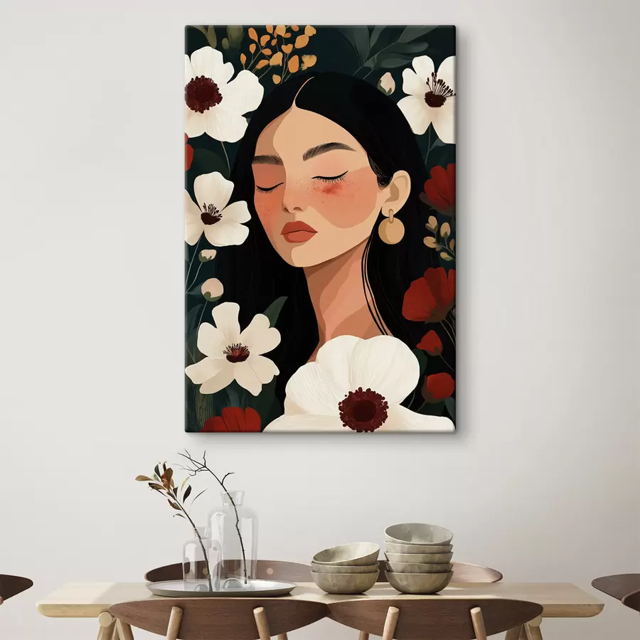 murales de pared Una mujer entre flores s50339