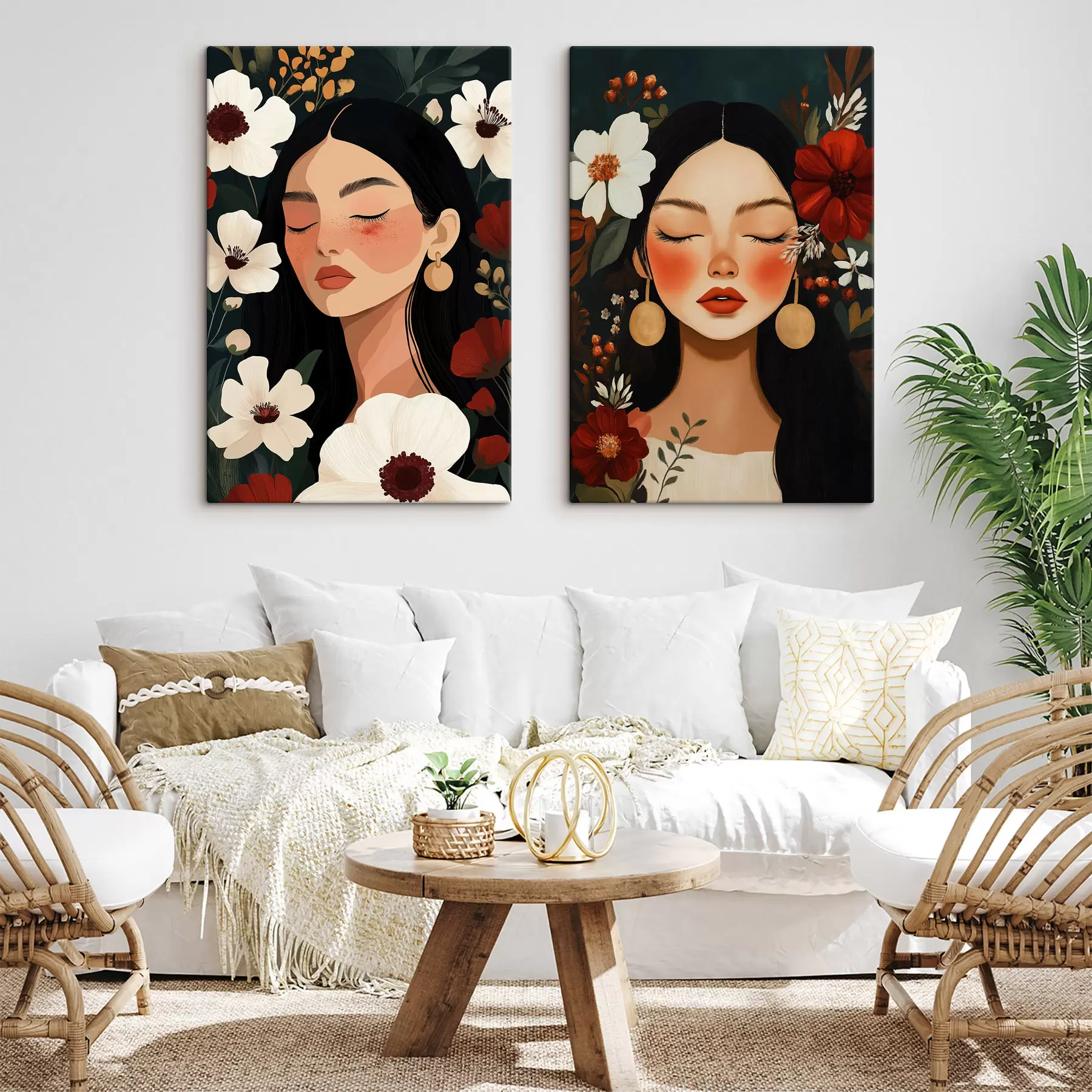 murales de pared Chicas con flores m30883