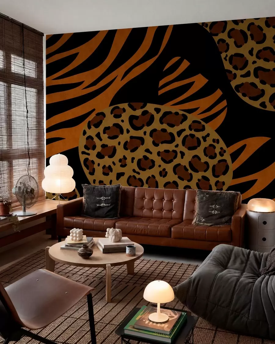 murales de pared Estampados de leopardo y tigre inspirados en animales salvajes w05759