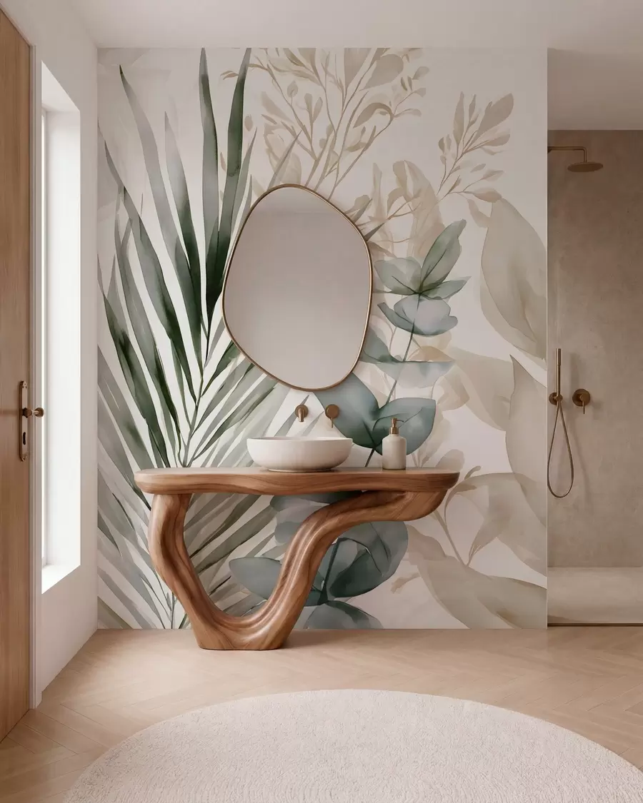 murales de pared Hojas tropicales grandes en estilo acuarela w05867