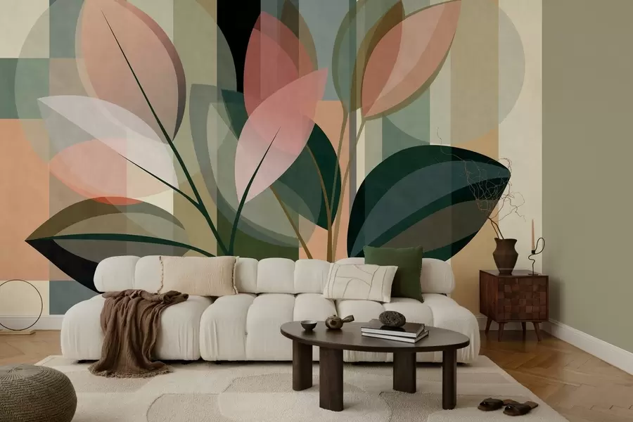murales de pared Una elegante obra abstracta en la que aparecen plantas w05871