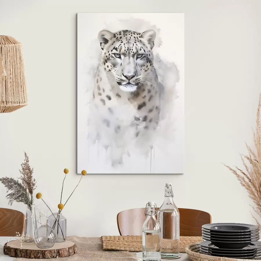 murales de pared Retrato de un leopardo, imitación de un cuadro s50412