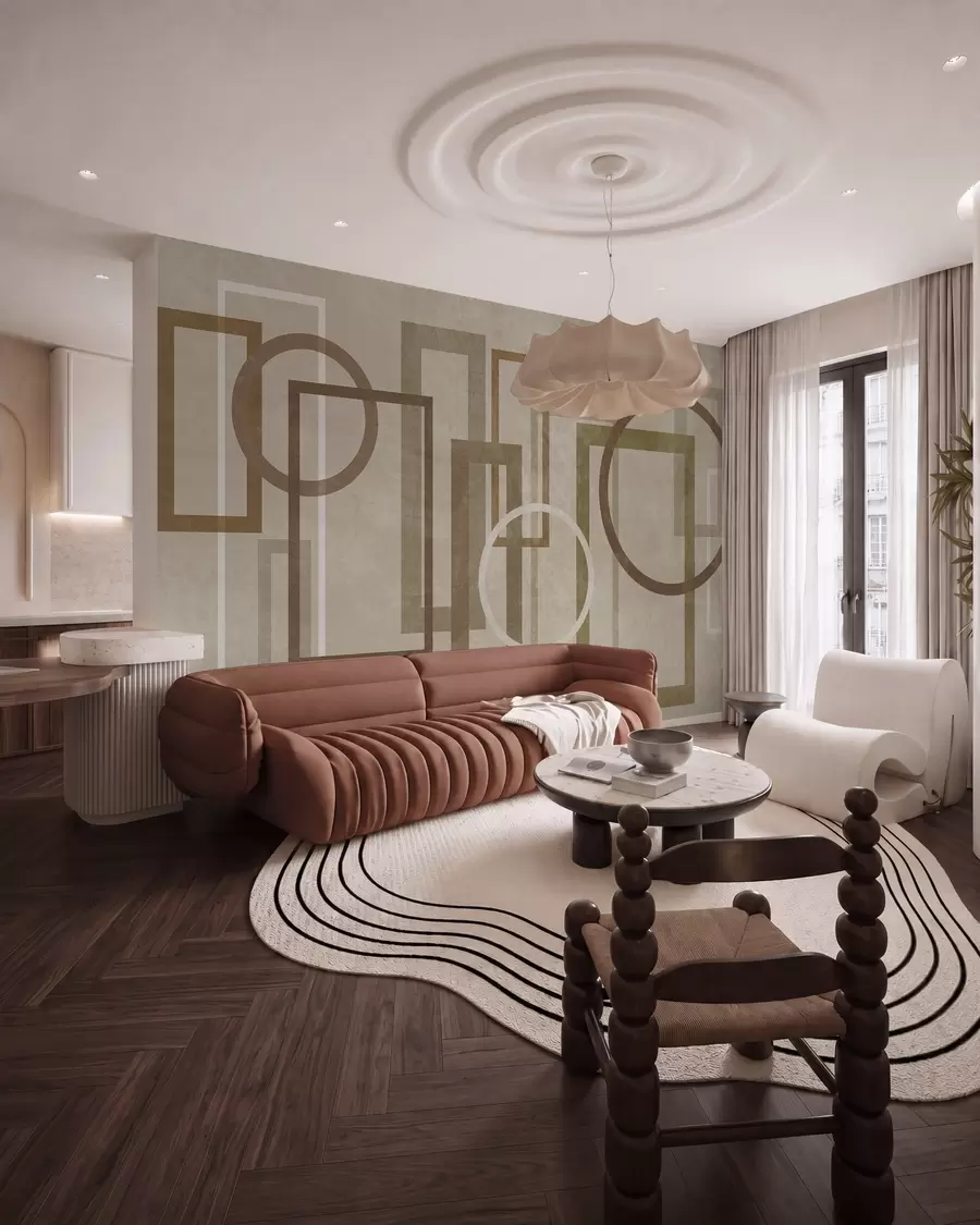 murales de pared Ritmos serenos · Beige w10031v1