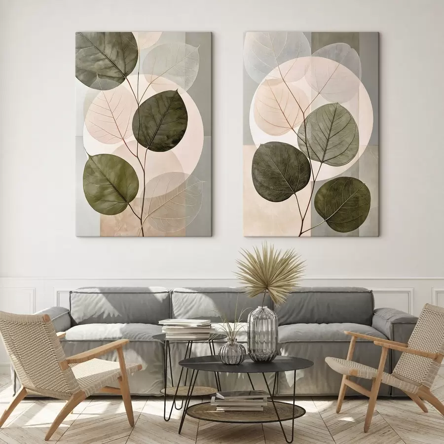 murales de pared Hojas con formas geométricas m30915