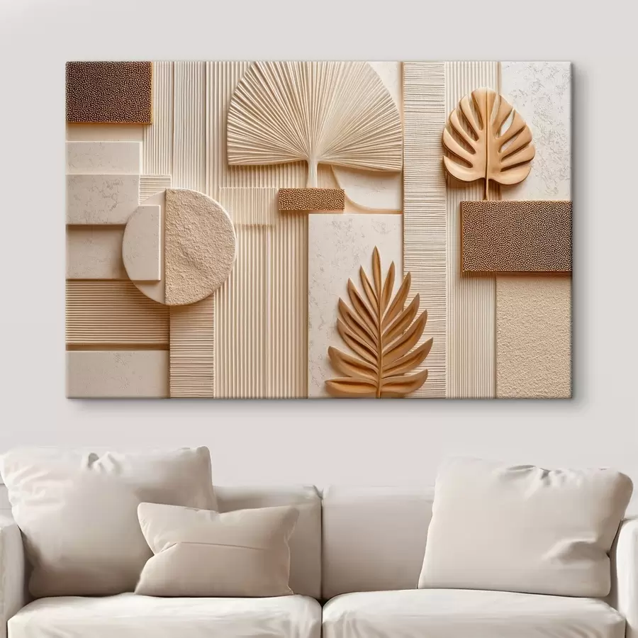 murales de pared Hojas entre formas geométricas s50436