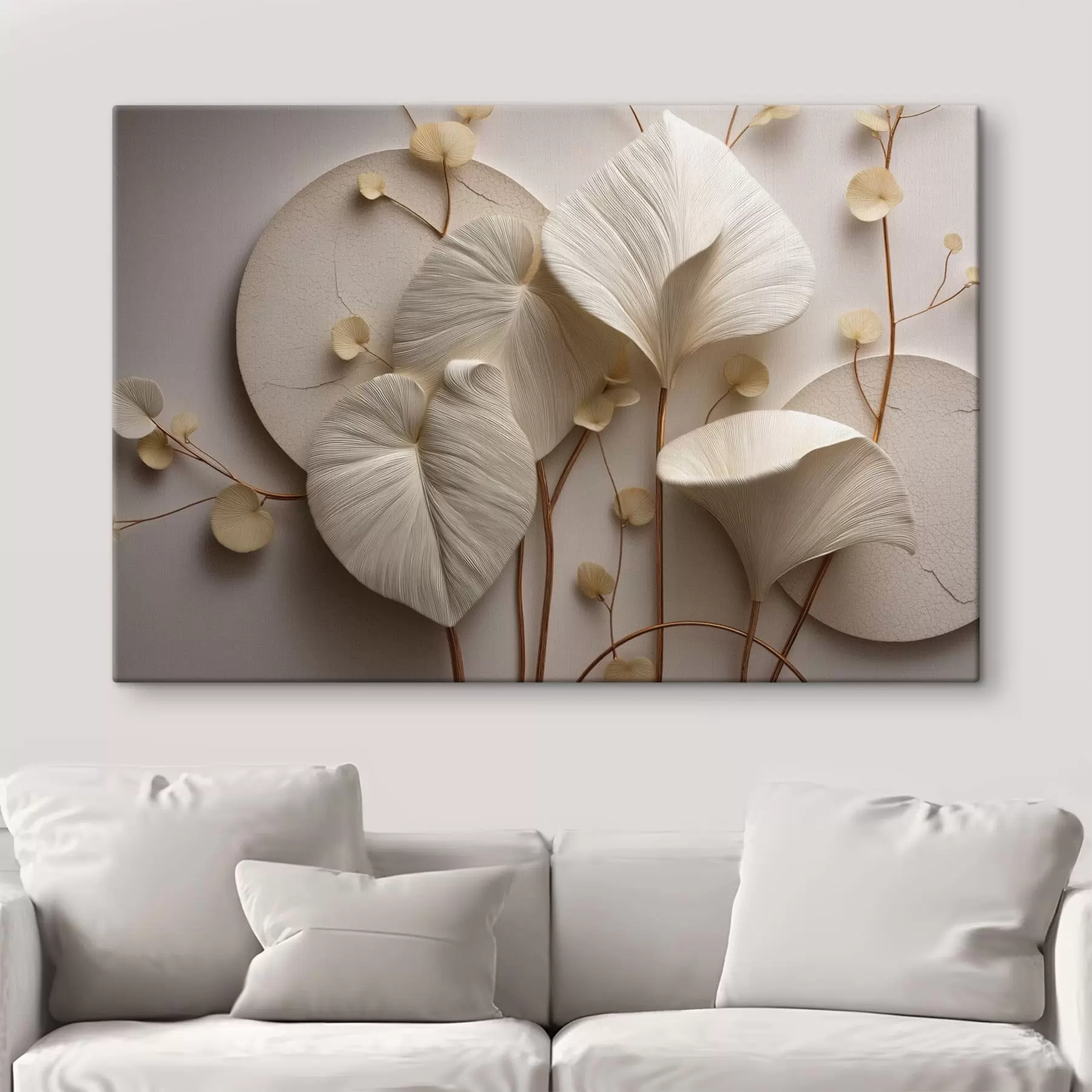 murales de pared Hojas ligeras con ramas delicadas y un efecto tridimensional s50438