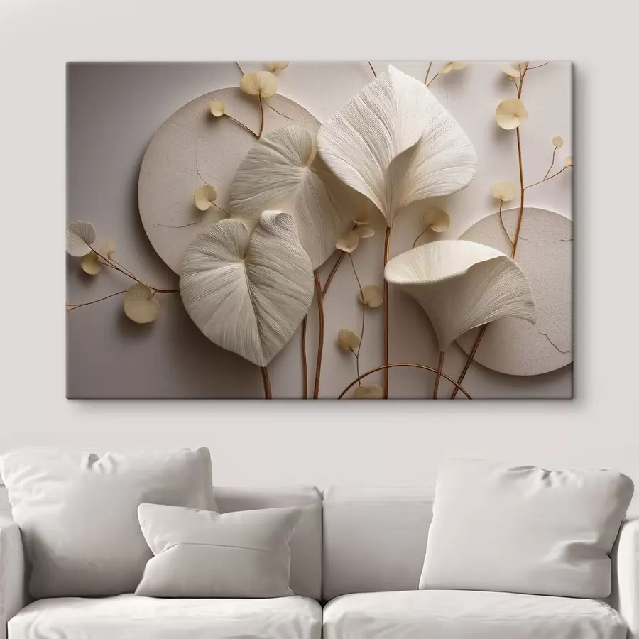 murales de pared Hojas ligeras con ramas delicadas y un efecto tridimensional s50438