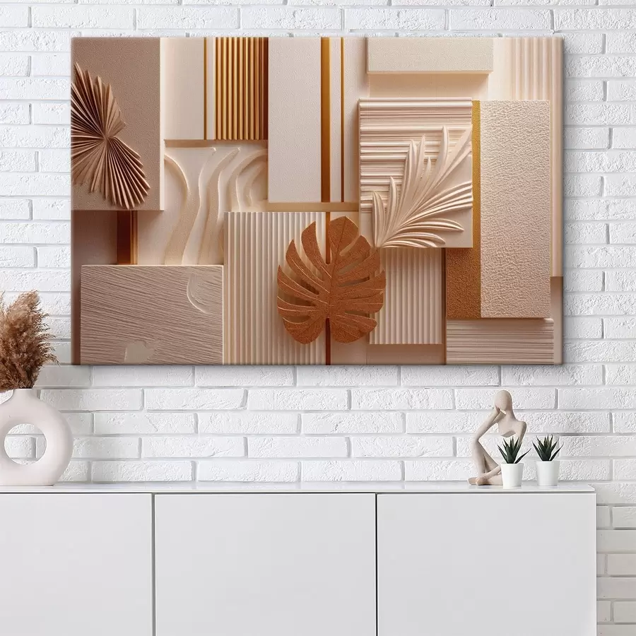 murales de pared Formas geométricas con hojas decorativas s50442
