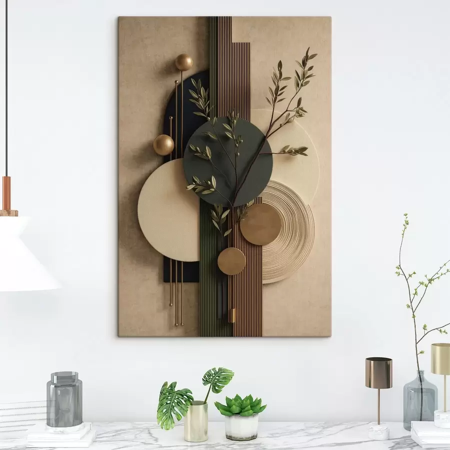 murales de pared Formas geométricas con ramas y hojas s50450