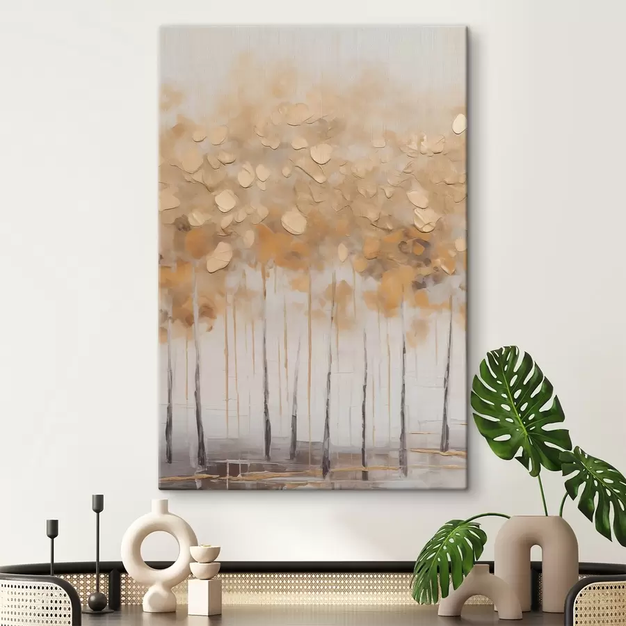 murales de pared Abedules otoñales en tonos beige s50387