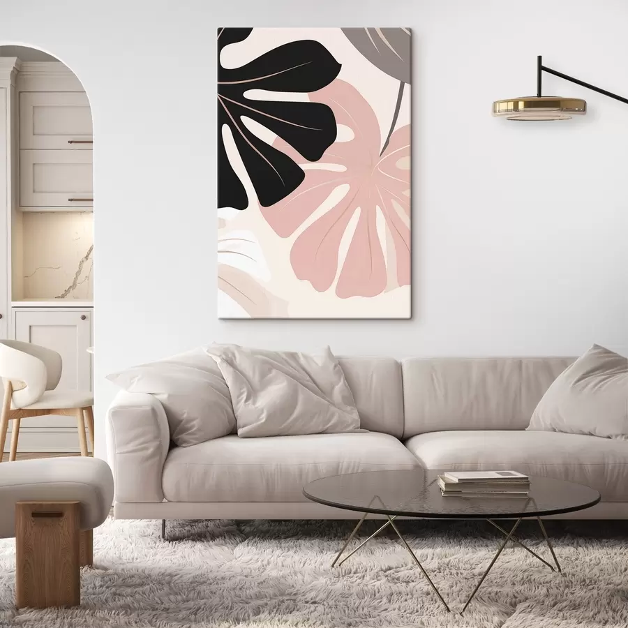 murales de pared Arte gráfico con hojas de monstera s50392