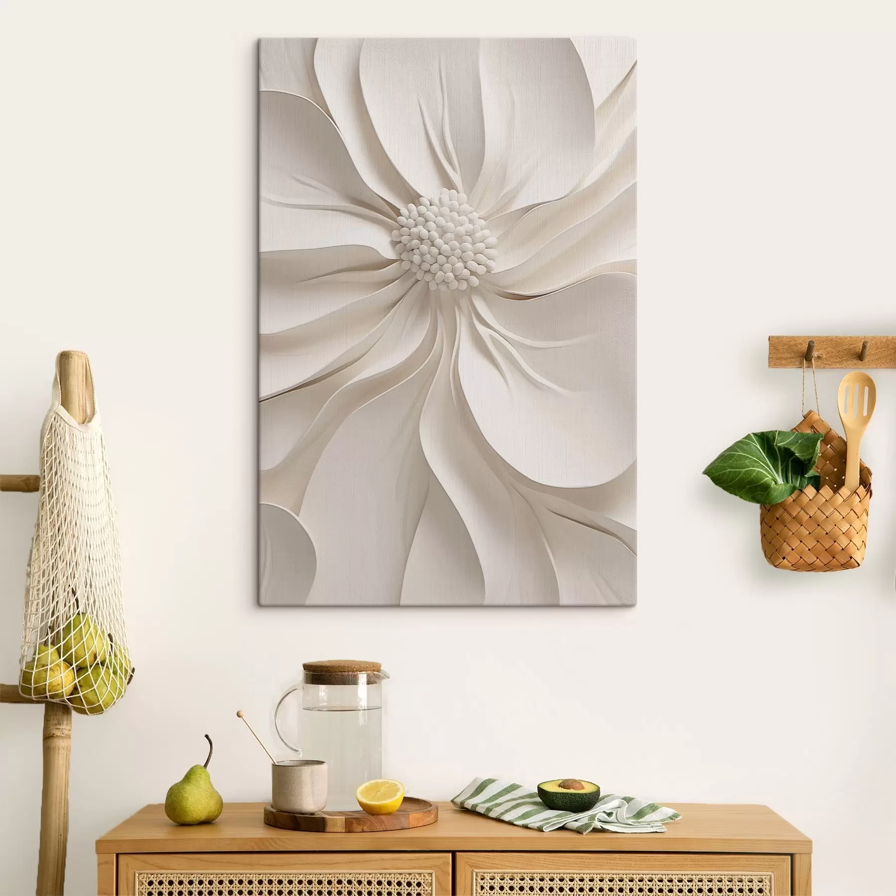murales de pared Primer plano de un pétalo blanco en 3D s50399