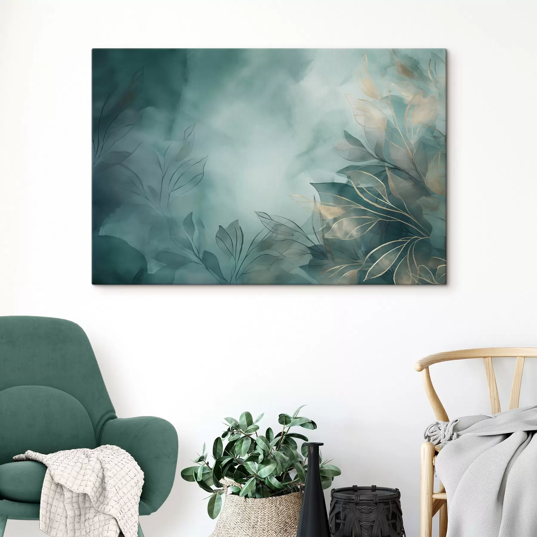 murales de pared Bruma turquesa en acuarela s50404