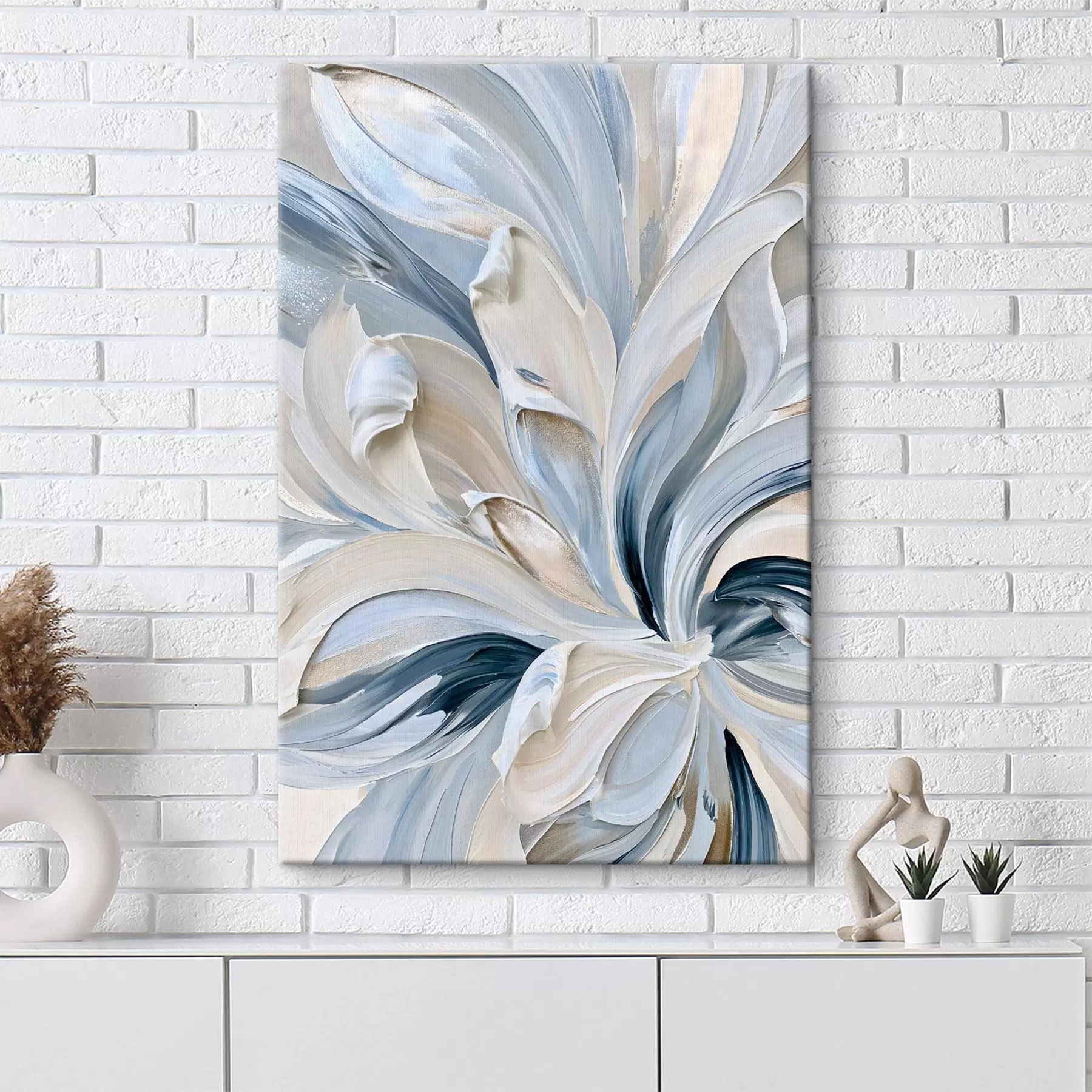 murales de pared Pinceladas pintorescas en tonos azules s50470