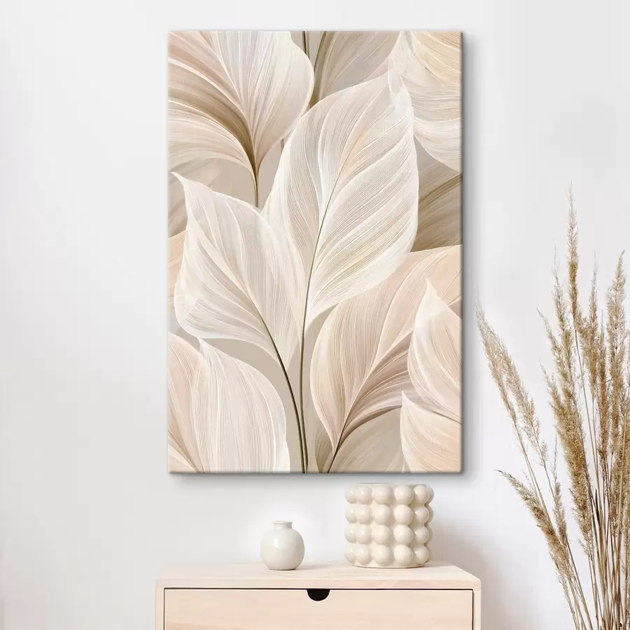 murales de pared Hojas delicadas en tonos beige s50477