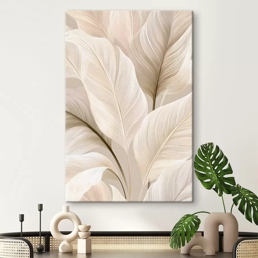 murales de pared Hojas delicadas en tonos beige s50478