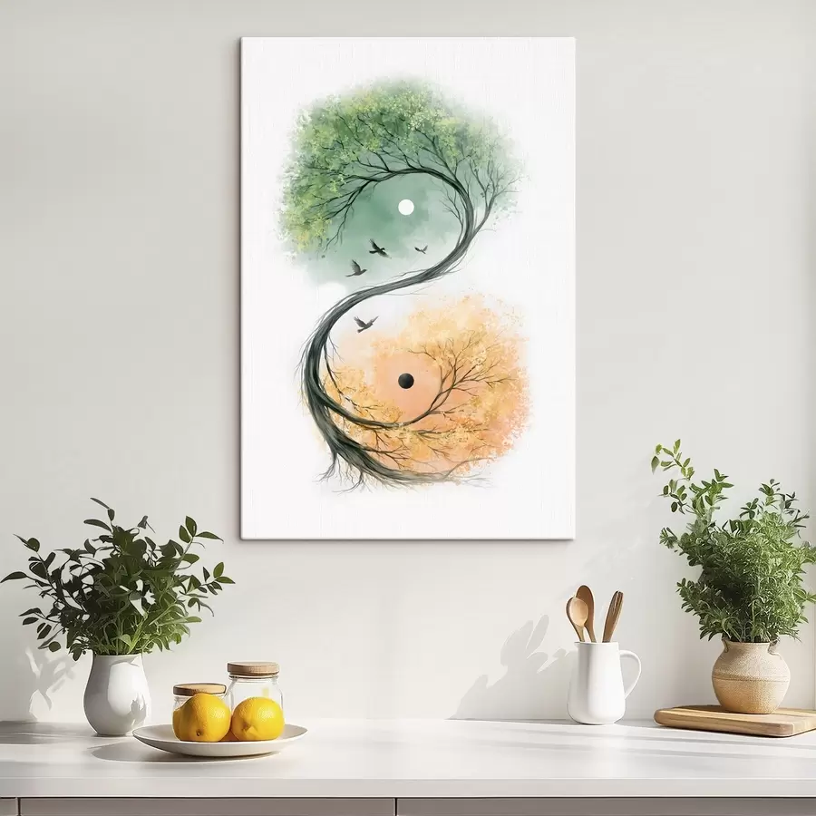 murales de pared Un árbol con la forma del símbolo del yin y el yang s50482