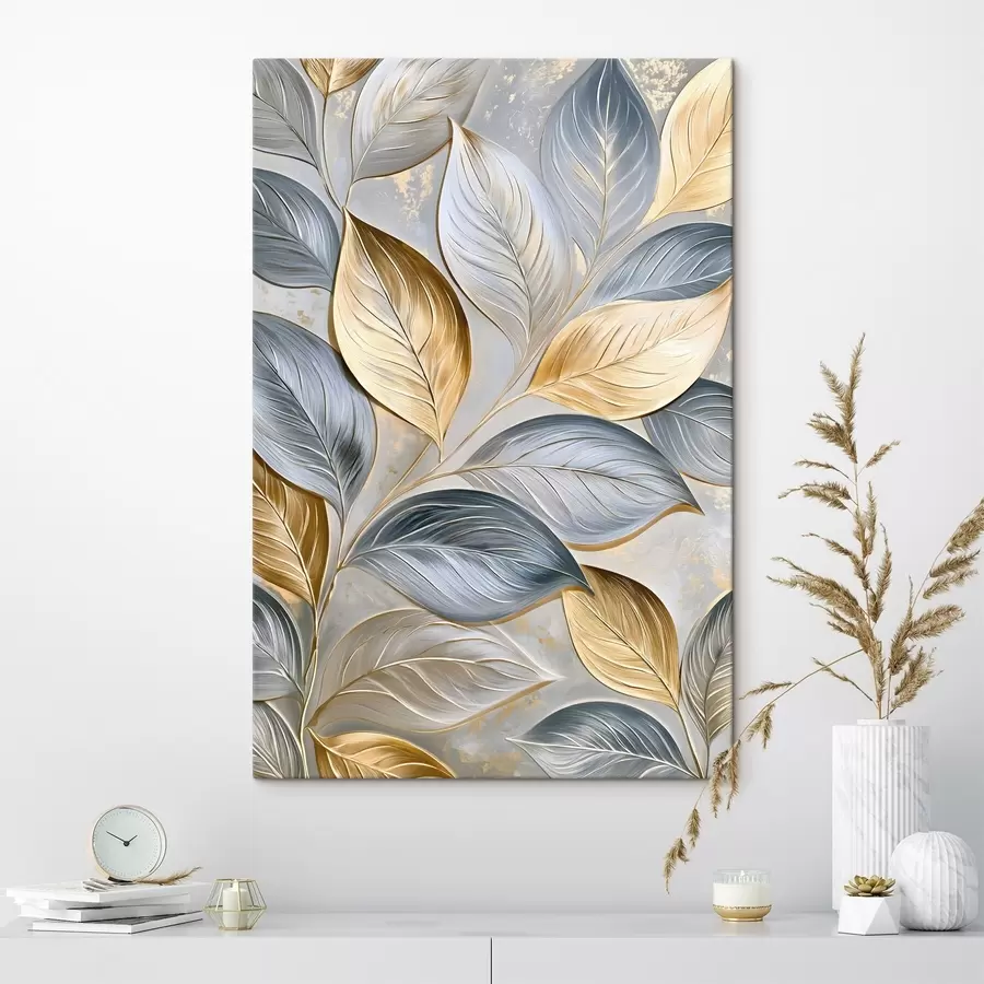 murales de pared Hojas pintorescas al estilo de una pintura al óleo s50483