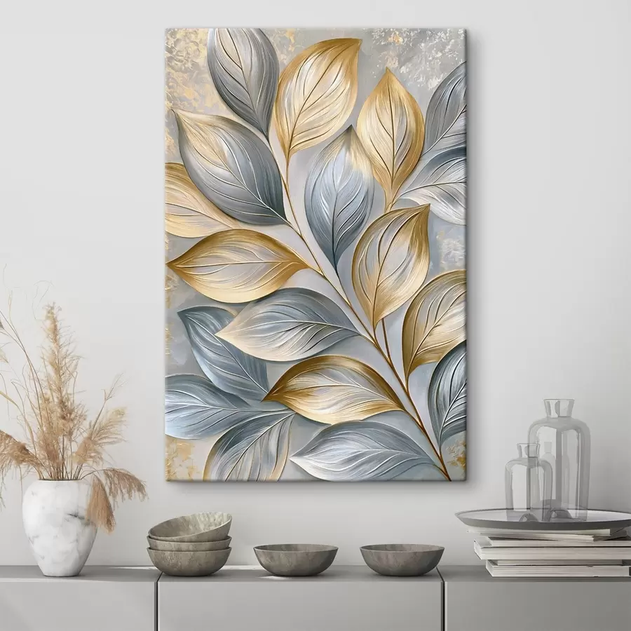 murales de pared Hojas pintorescas al estilo de una pintura al óleo s50484