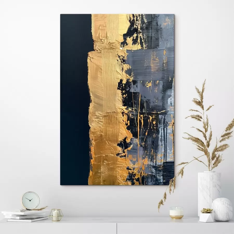 murales de pared Una pintura abstracta en la que se aprecian una franja y pinceladas simuladas s50486