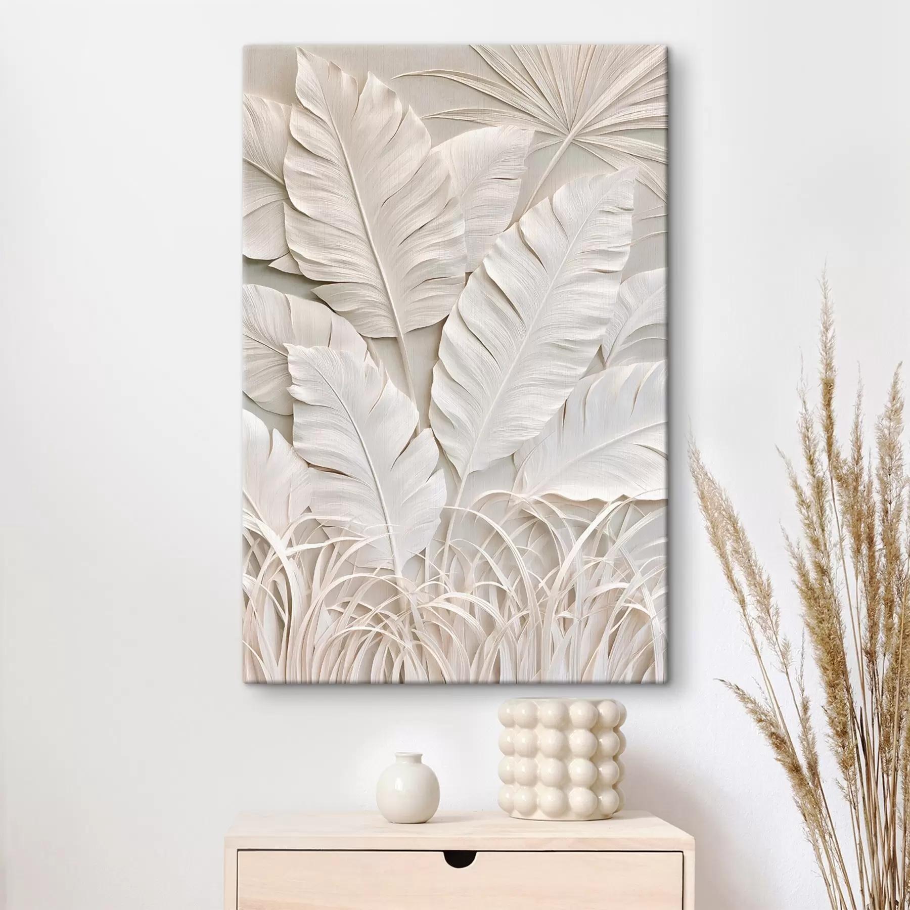 murales de pared Hojas tropicales en estilo de bajorrelieve s50513