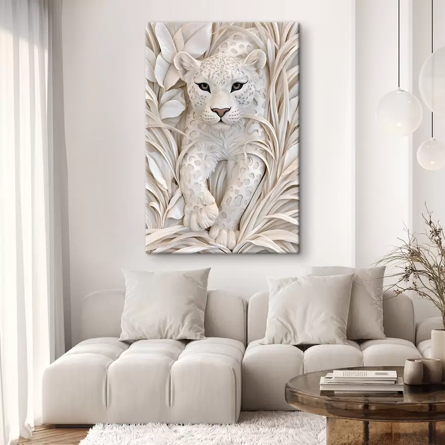 murales de pared Un leopardo en estilo de bajorrelieve s50514