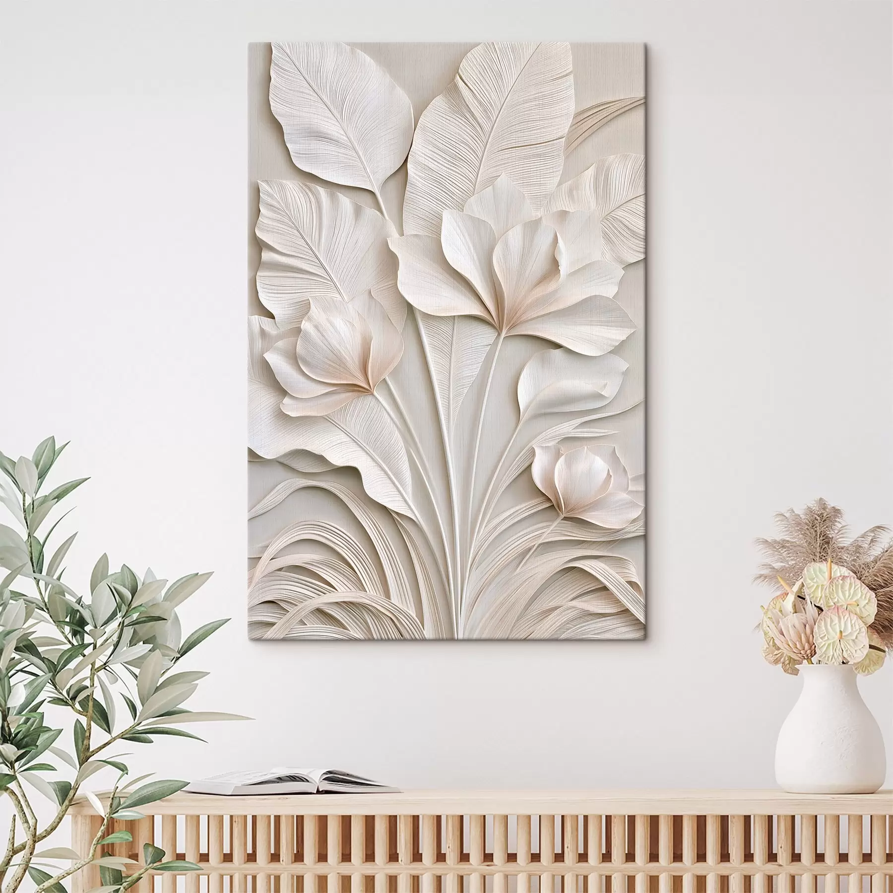murales de pared Flores tropicales en estilo de bajorrelieve s50515