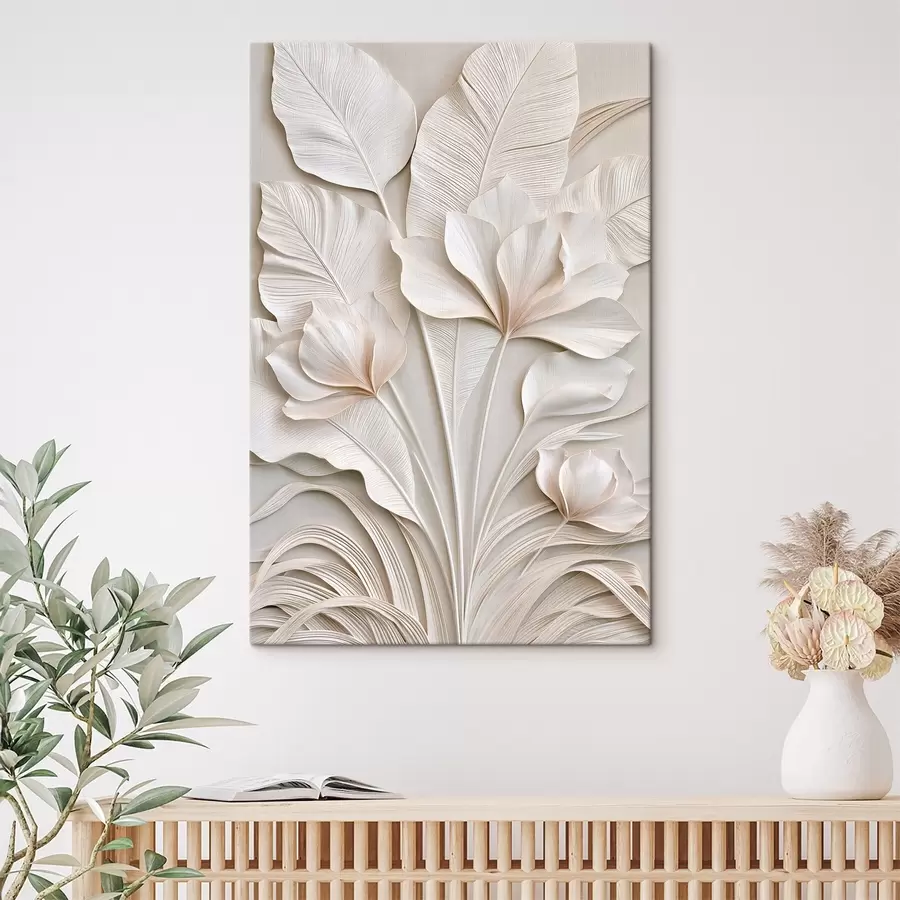 murales de pared Flores tropicales en estilo de bajorrelieve s50515