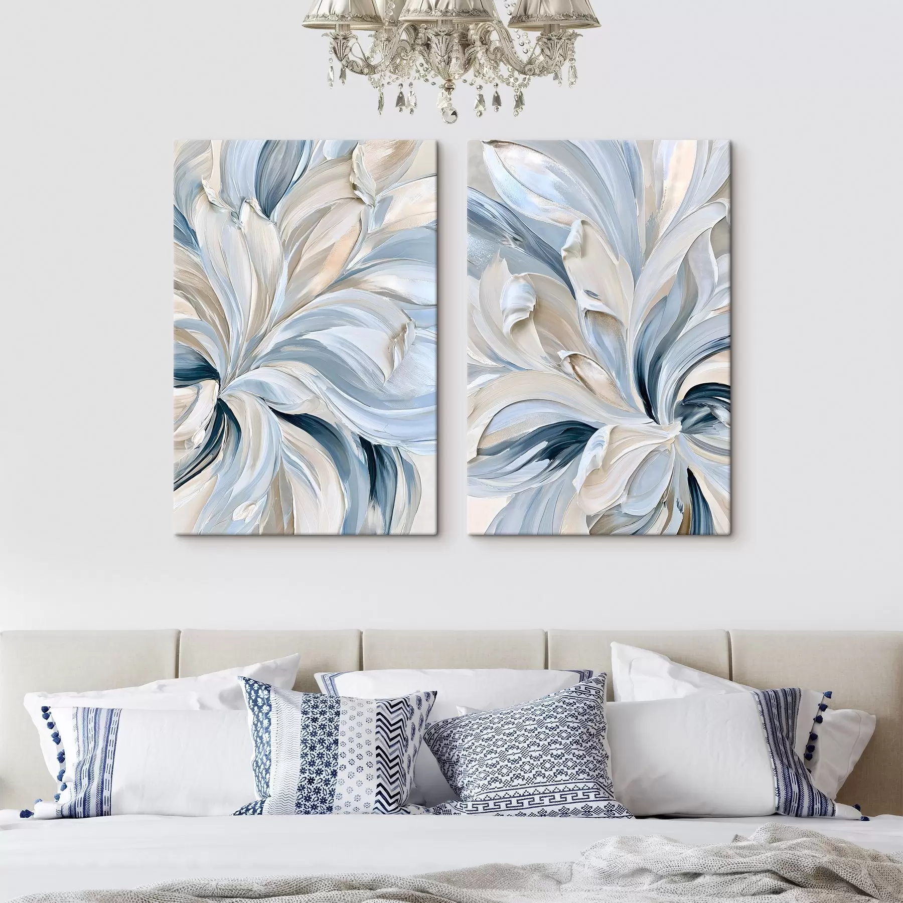 murales de pared Pinceladas pintorescas en tonos azules m30923