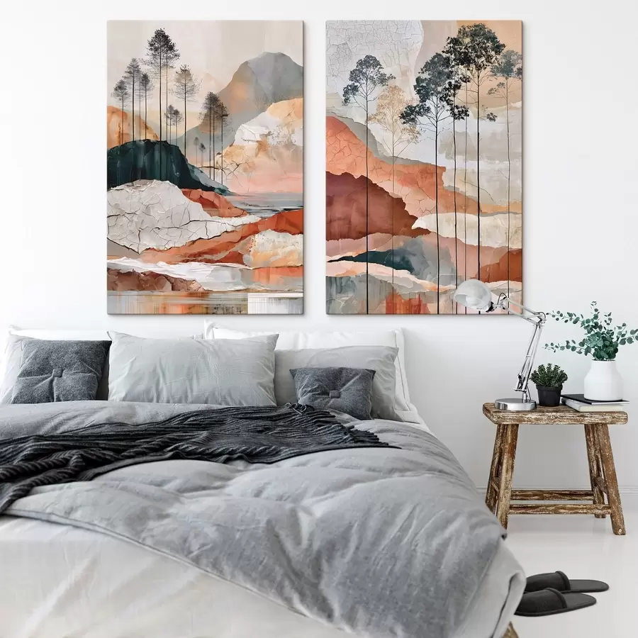 murales de pared Un paisaje abstracto con textura y árboles m30926