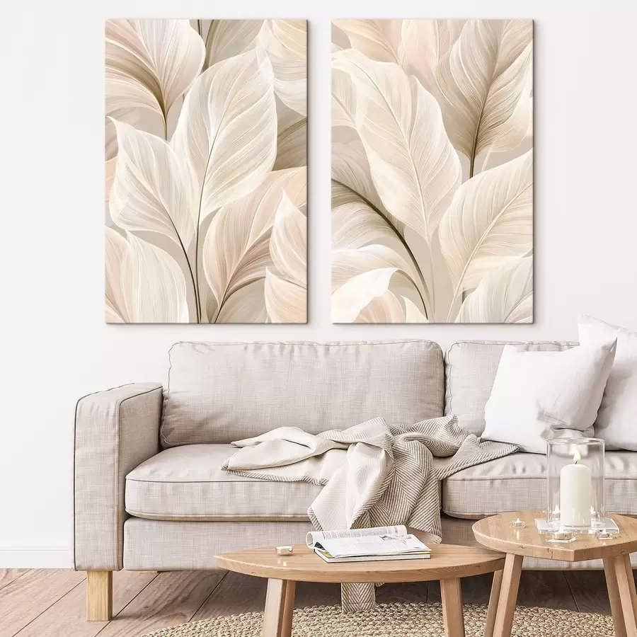 murales de pared Hojas delicadas en tonos beige m30927