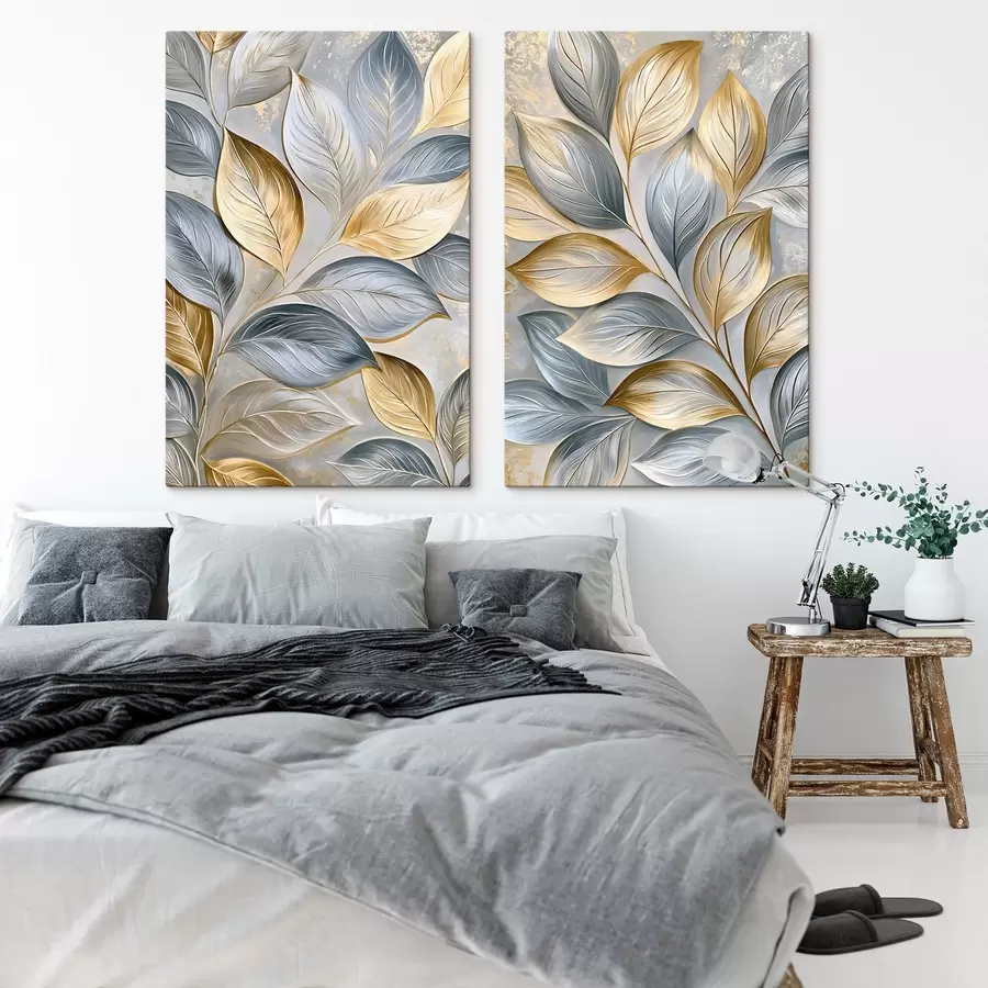 murales de pared Hojas pintorescas al estilo de una pintura al óleo m30930