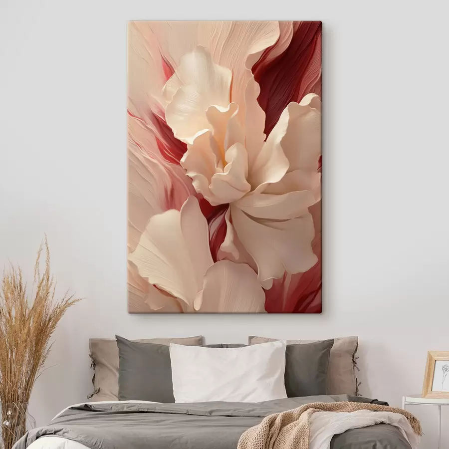 murales de pared Pétalos delicados y superpuestos, con toques rojos y rosas s50634