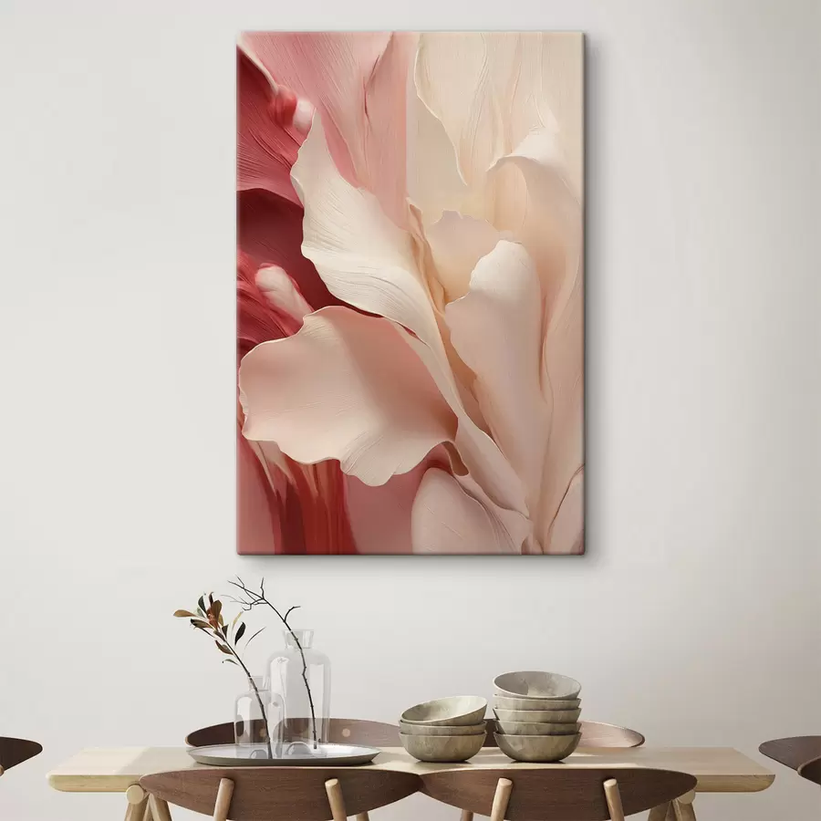 murales de pared Pétalos delicados y superpuestos, con toques rojos y rosas s50635