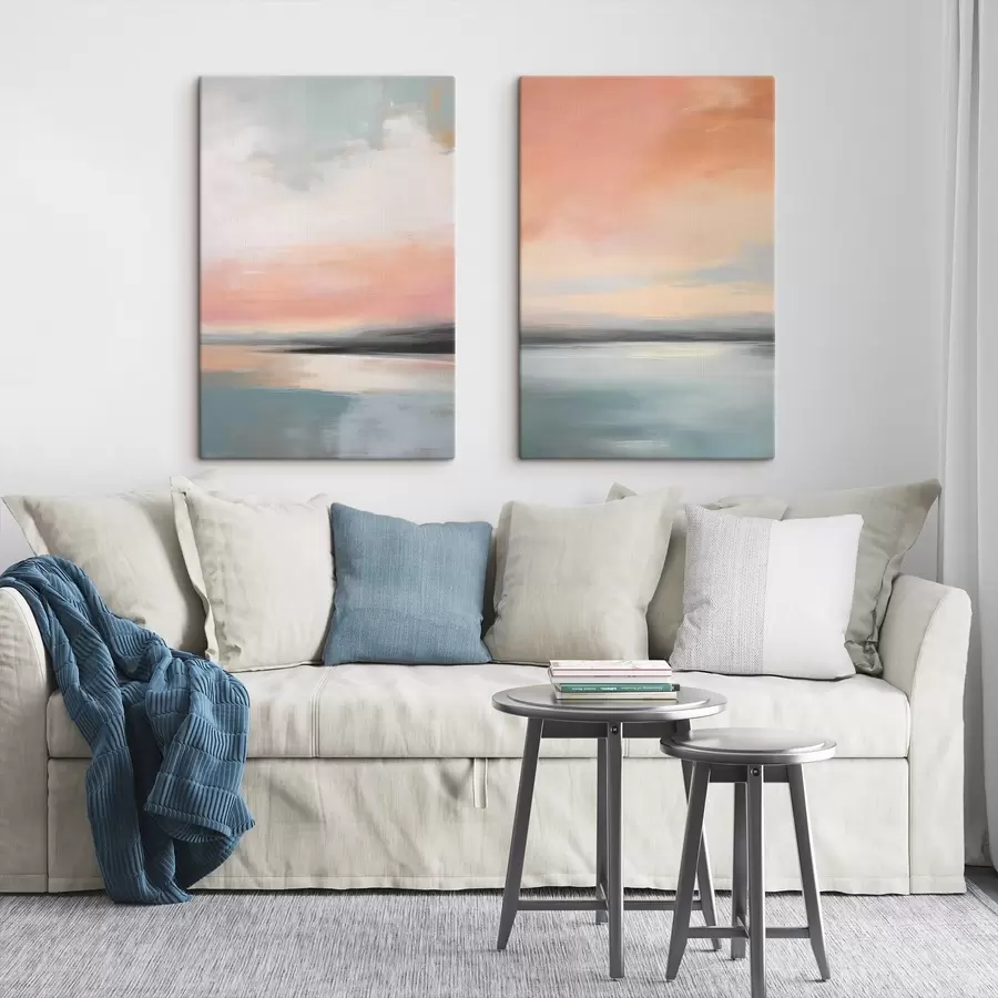 murales de pared Paisaje marino abstracto y minimalista con una suave paleta de colores pastel m30969