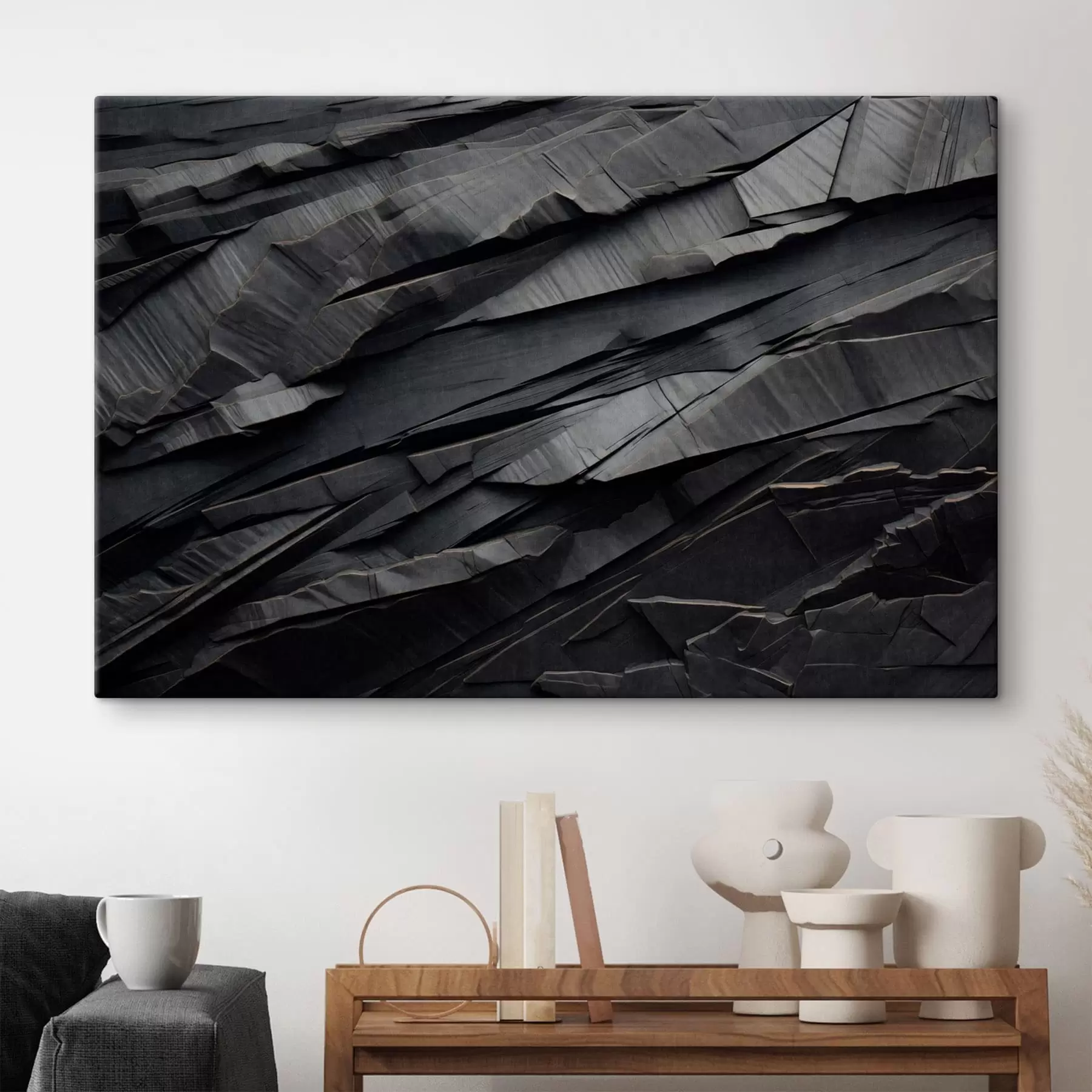 murales de pared Roca antracita en estratos s50583