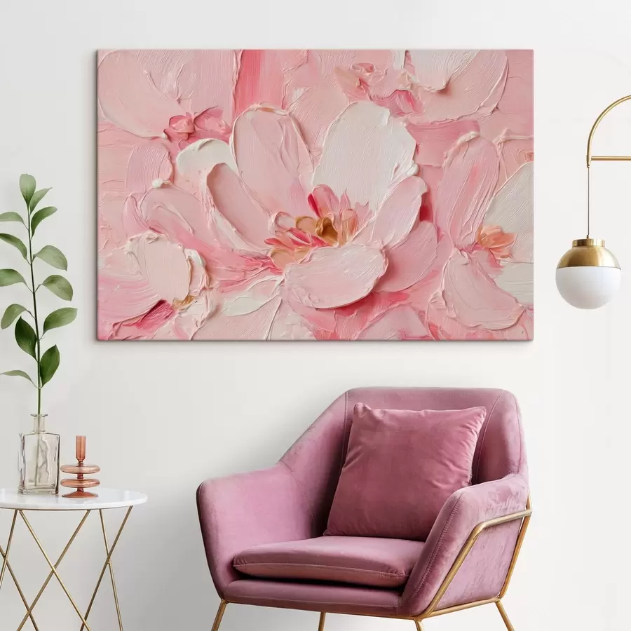 murales de pared Pétalos rosas con textura de flores grandes s50585