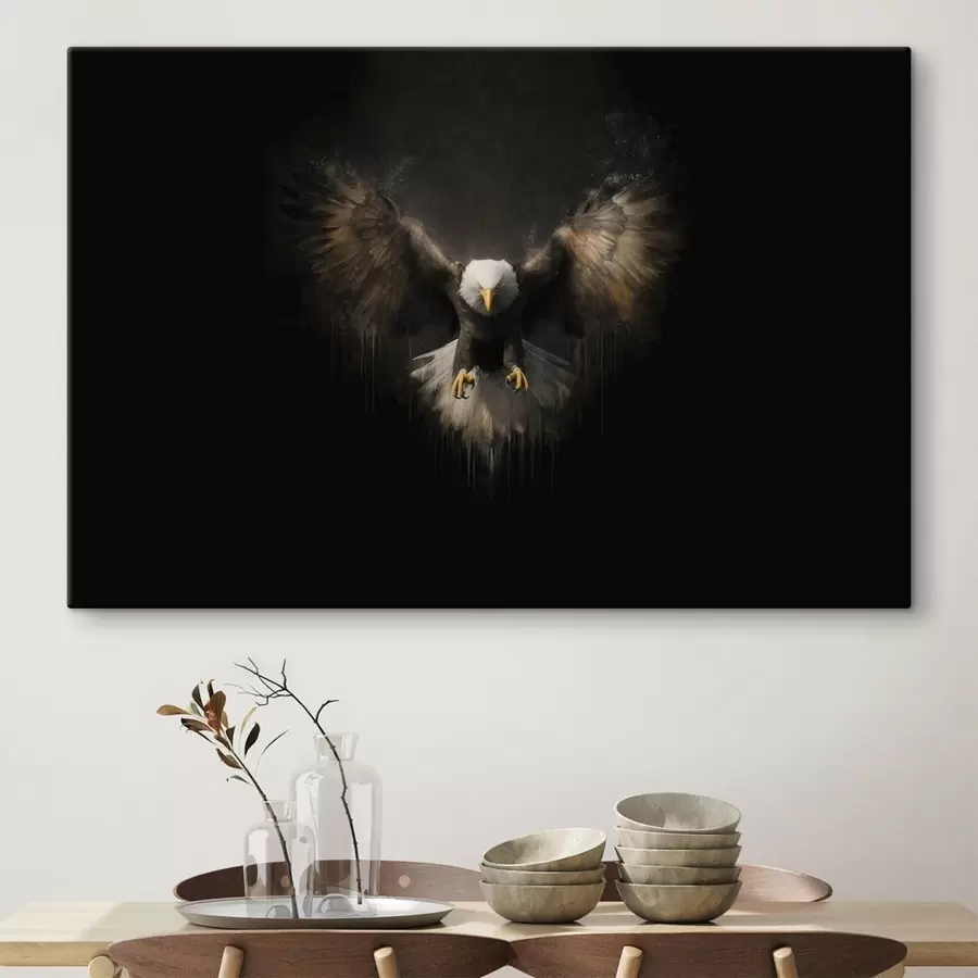 murales de pared Águila con las alas extendidas sobre un fondo negro s50589