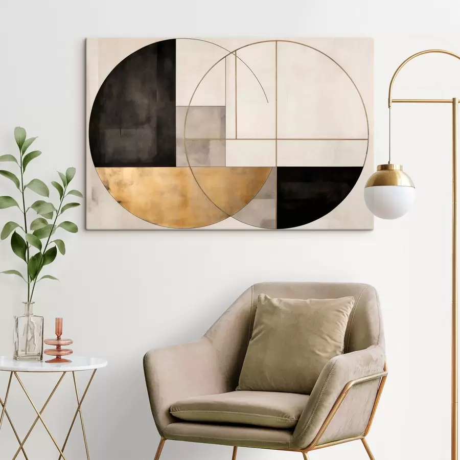 murales de pared Círculos y rectángulos geométricos en tonos neutros s50595