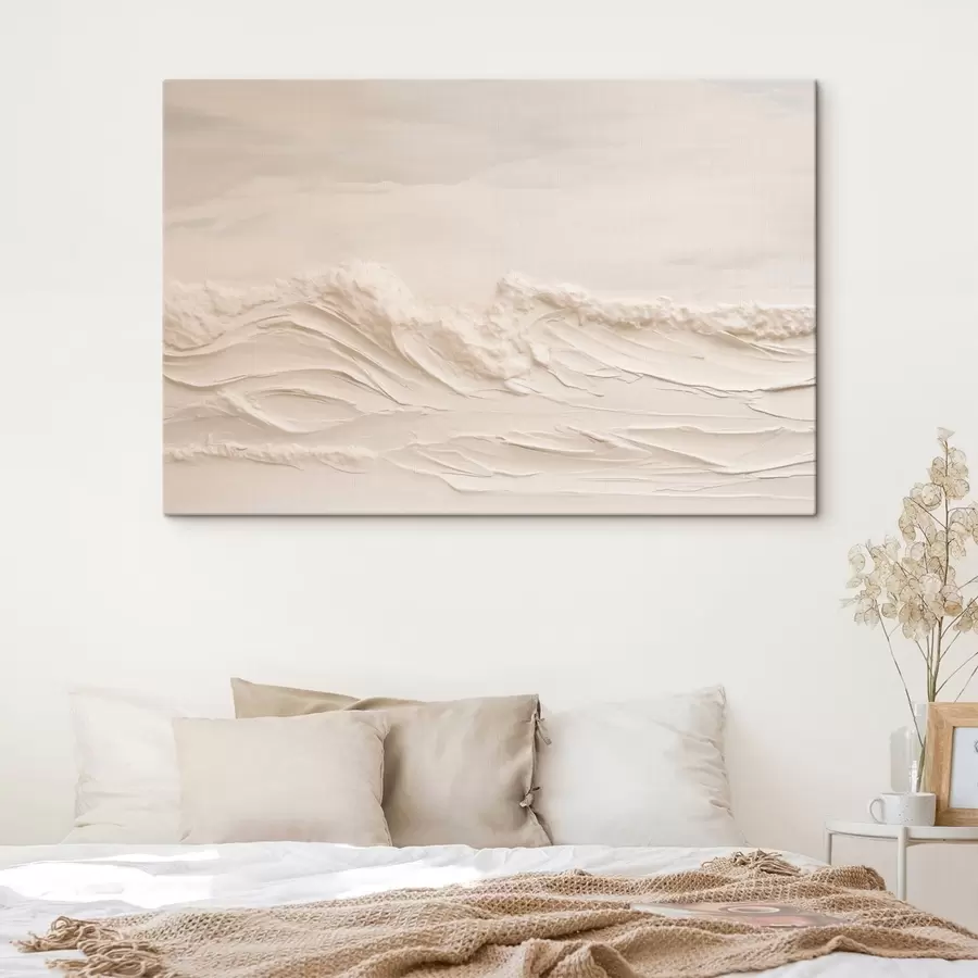 murales de pared Olas marinas con textura en tonos crema pálidos s50596