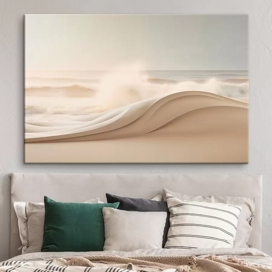 murales de pared Olas fluidas y estilizadas contra el mar s50597