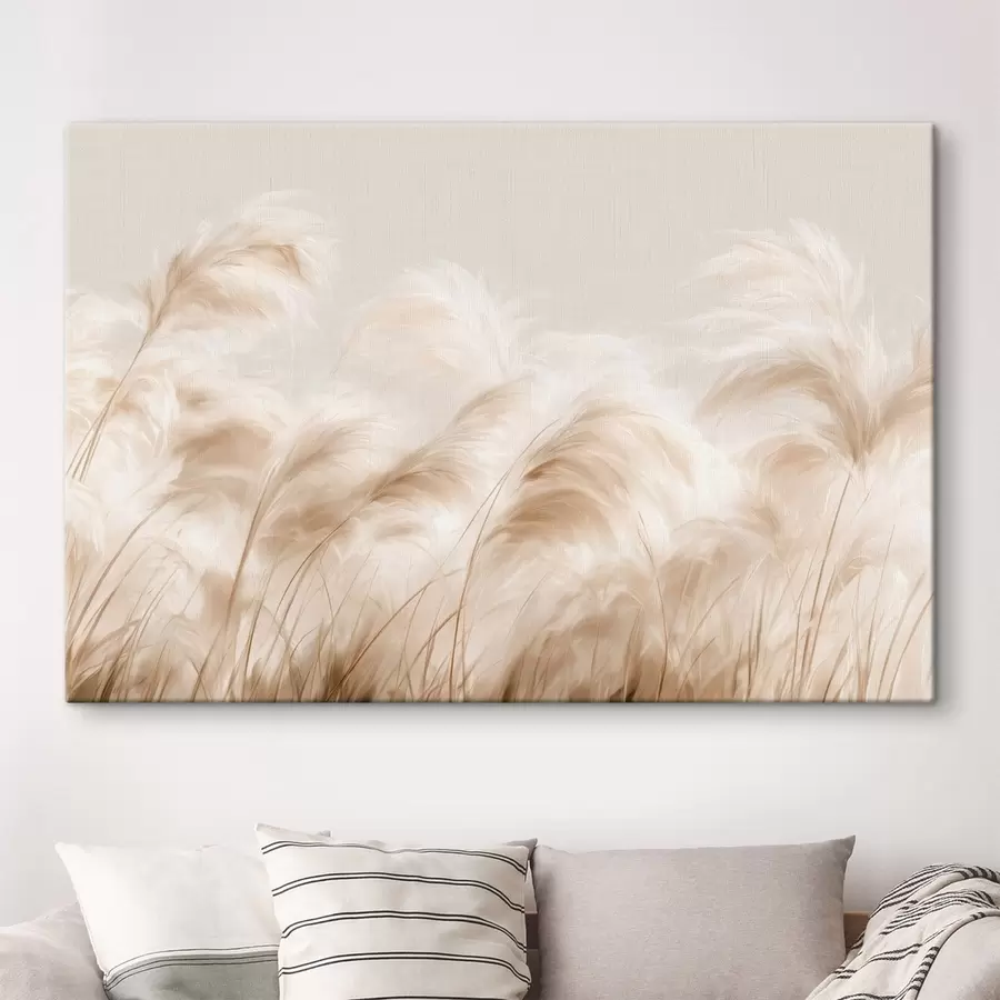 murales de pared Hierbas pálidas y vaporosas sobre un fondo neutro y suave s50598