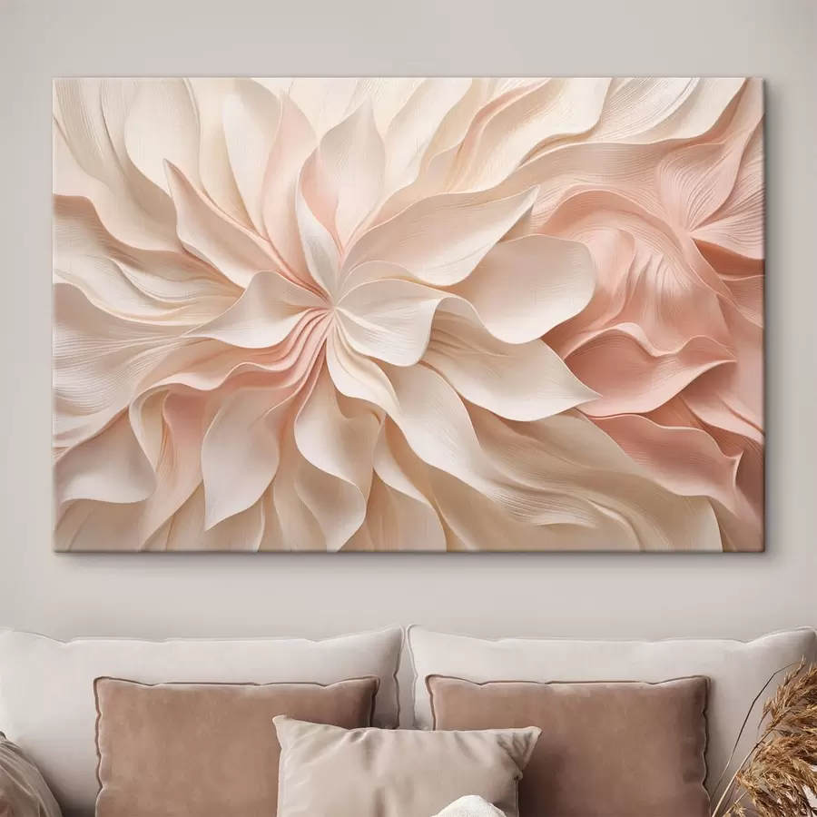 murales de pared Formas florales tridimensionales en tonos crema y rosa s50599